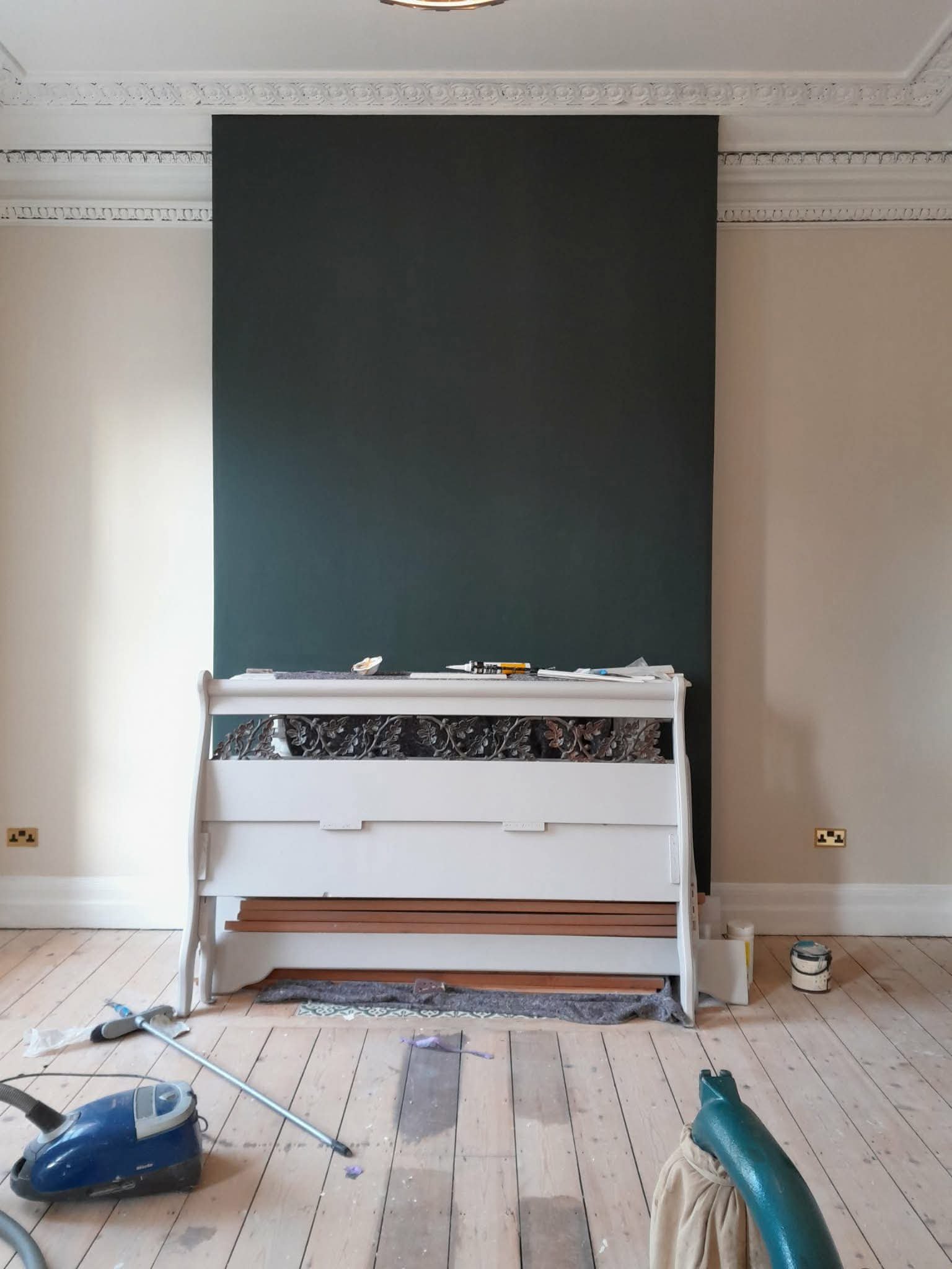 Dark green feature wall