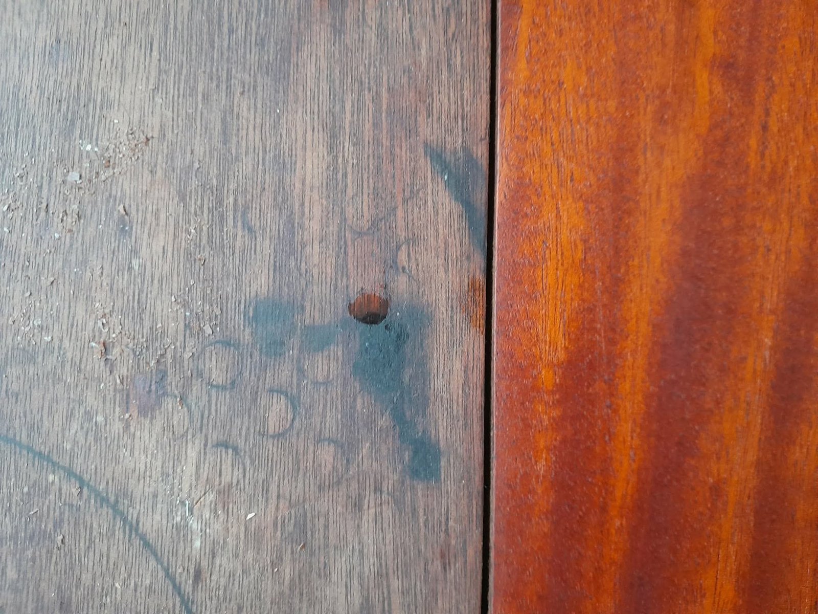 Wood surface close up showing restored finish